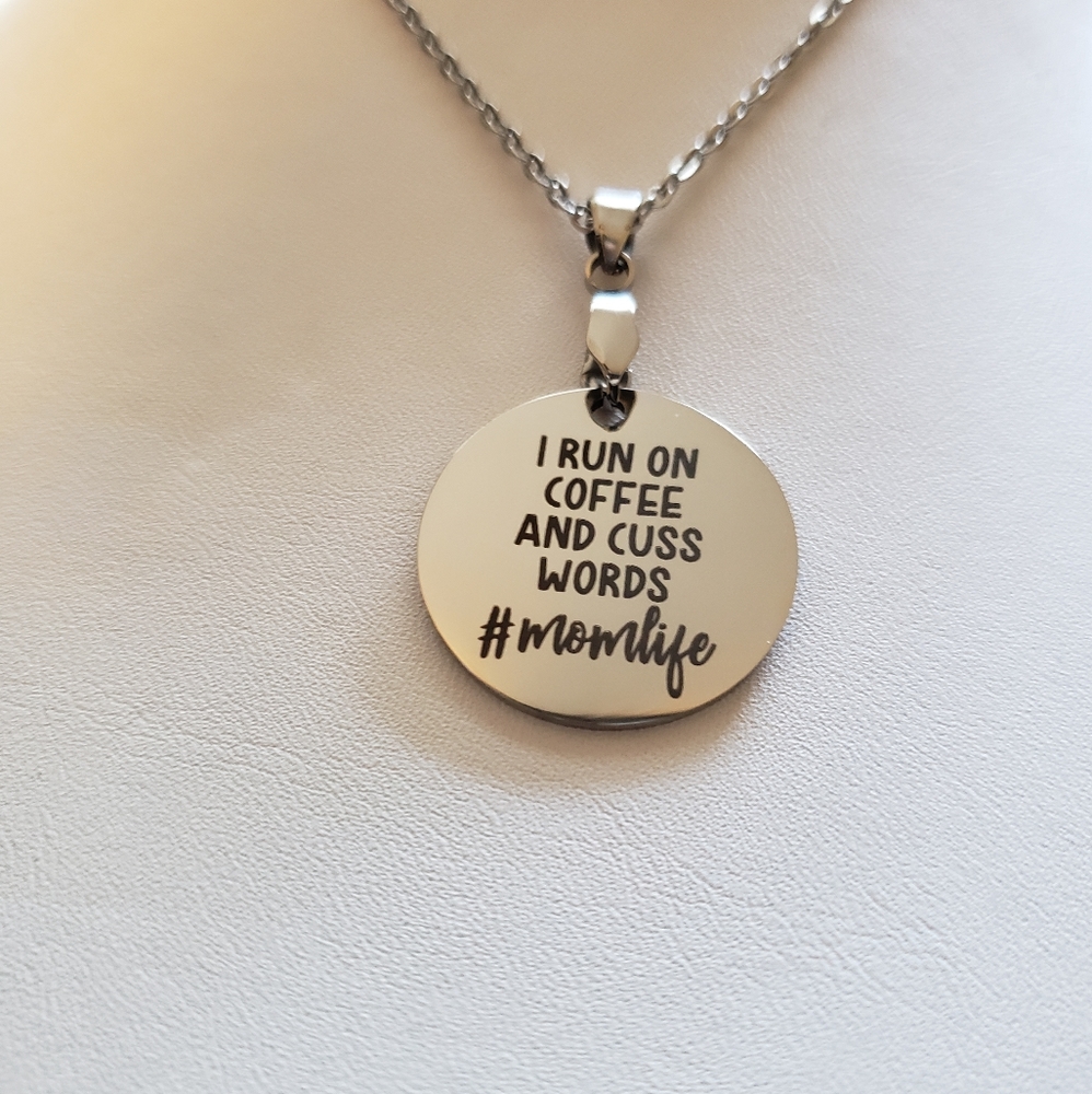 "#MomLife ☕ & 🤬" Pendant Necklace